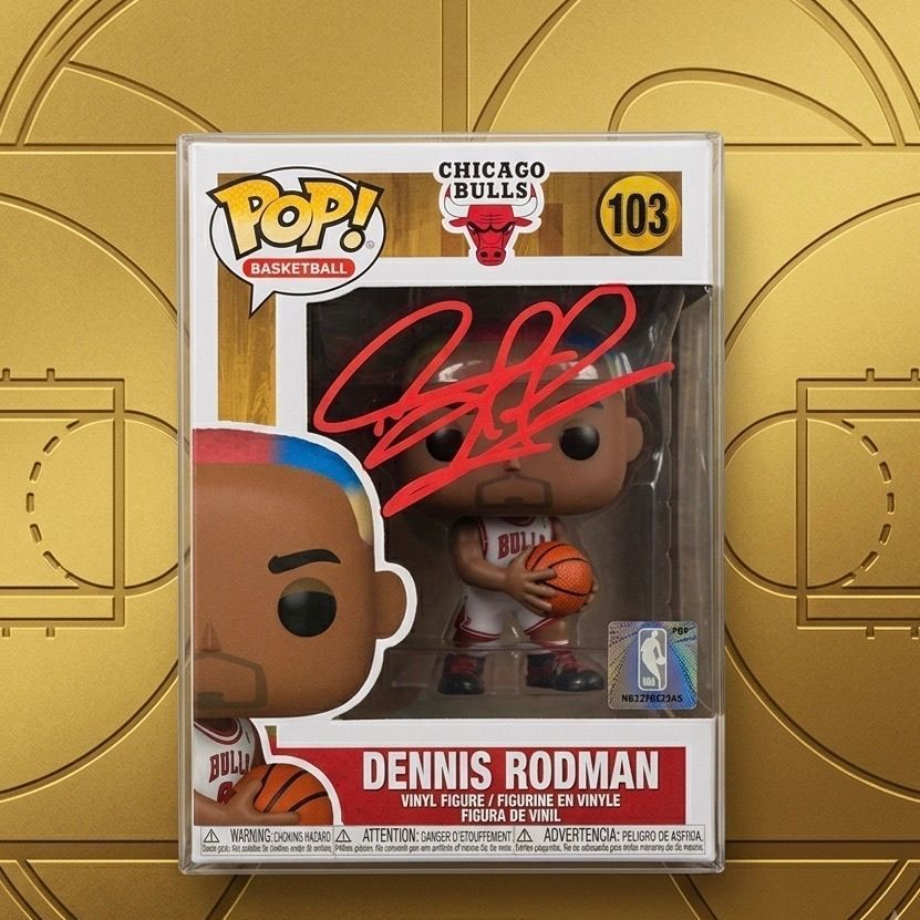Funko Pop NBA Dennis Rodman Chicago Bulls Figure #103 Autographed